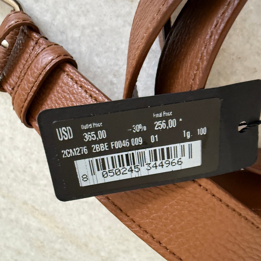 Prada 2CM276 Men's Pebbled Brown Leather Belt silver buckle, 100cm - Picture 7 of 9